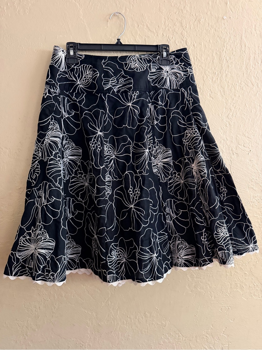 Autograph Black Skirt with White Floral Outline